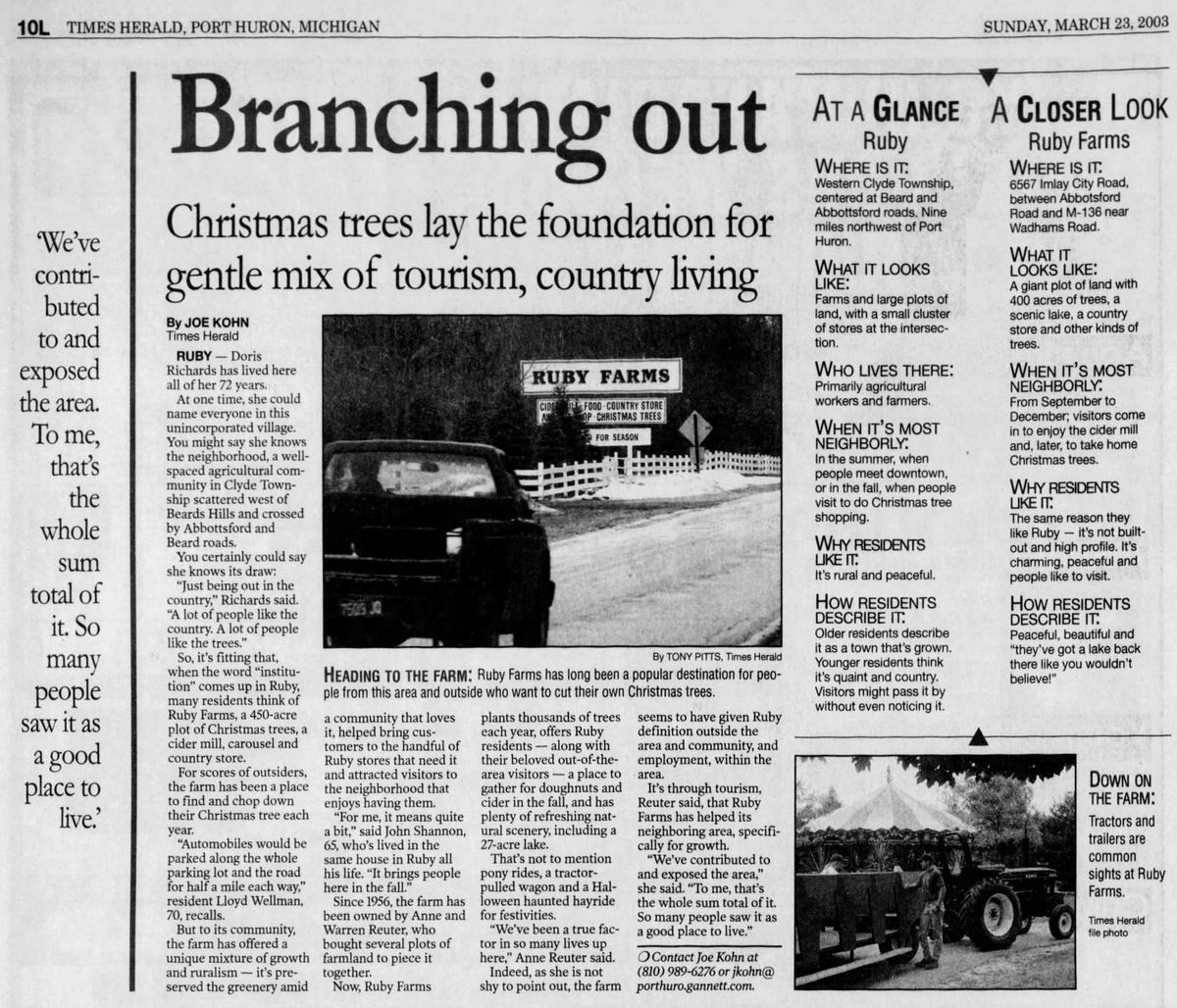 Ruby Farms - March 2003 Article